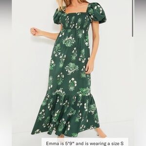 Viridian Stamped Bouquets Gabrielle Dress